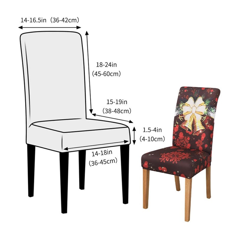 FORCHEER Christmas Chair Covers for Dining Room Set of 4 Stretch Kicthen Chair Slipcovers Washable (Pack of 4, Christmas Deco) - Image 3